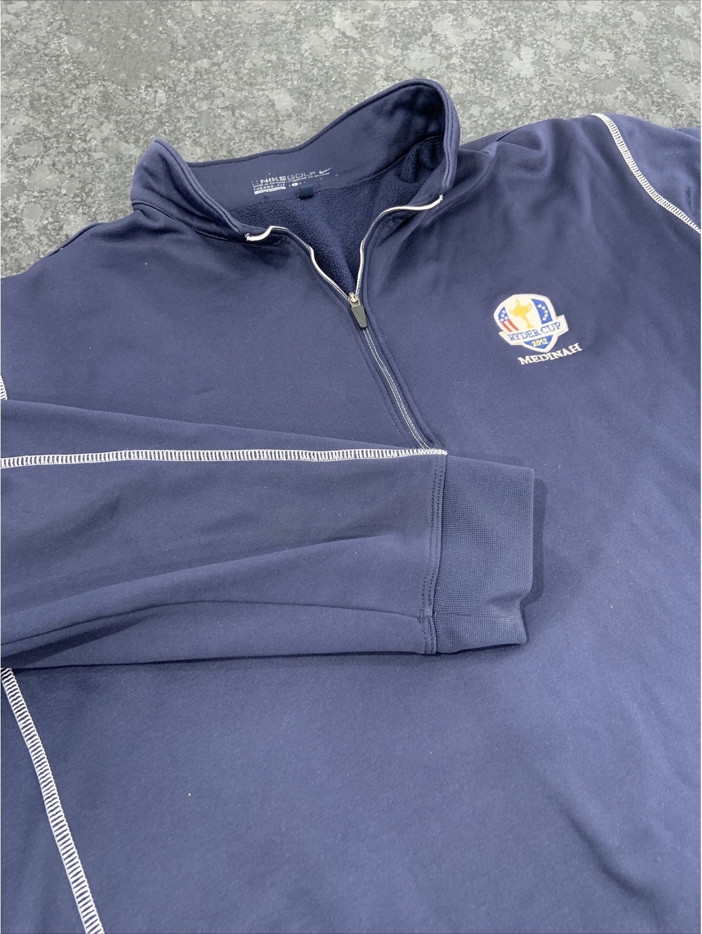 Nike Golf Mens Large Navy 1/4 Zip Tour Performance Ryder Cup Medinah Pullover